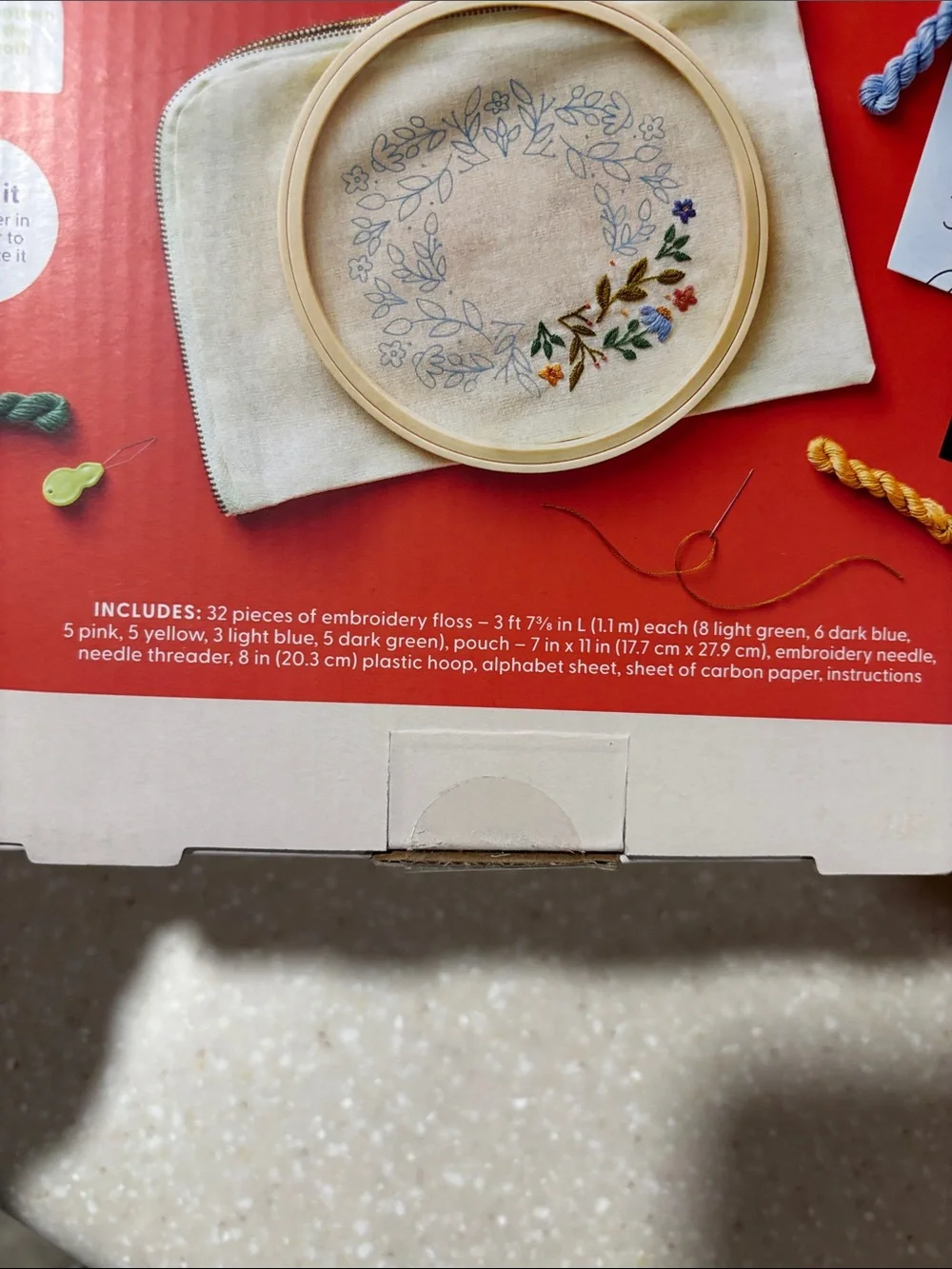 Cream Embroidery Pouch Kit